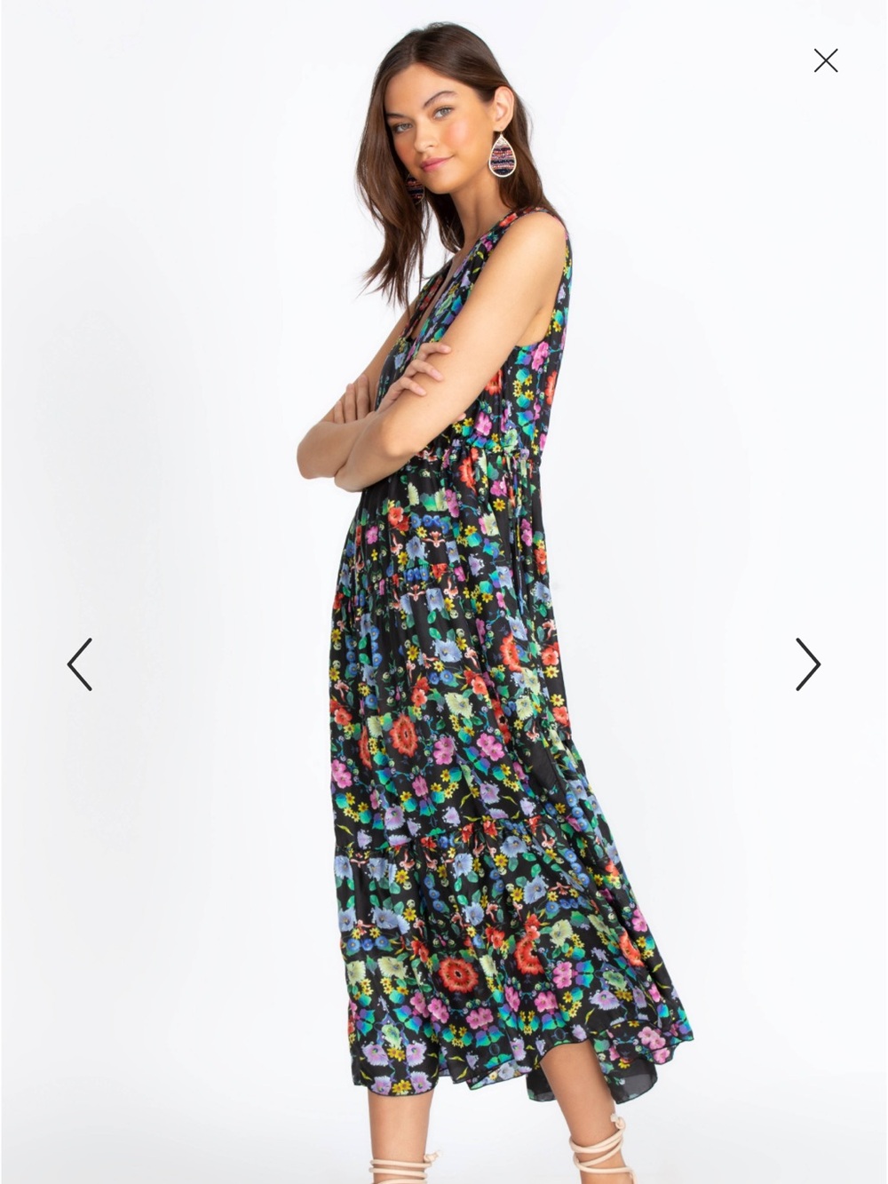 Johnny Was Ella Flower Natania Dress 100% silk size Large - Picture 3 of 11